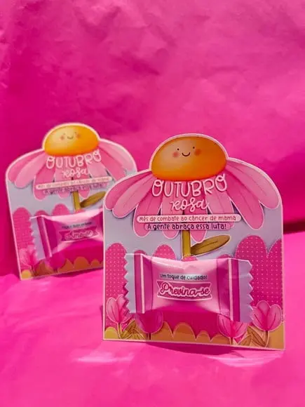 Card Com Balinha- Outubro Rosa