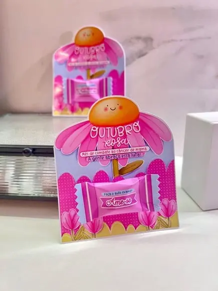 Card Com Balinha- Outubro Rosa