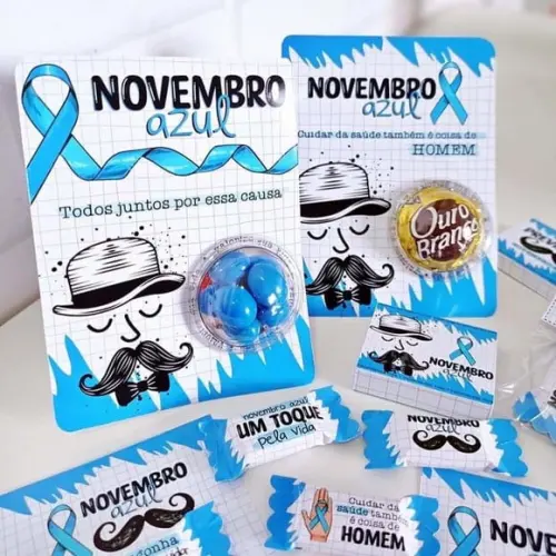 Card com Blister (Suporte para Docinhos)- Novembro Azul