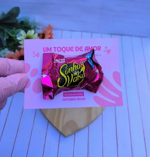 Card com Bombom- Outubro Rosa