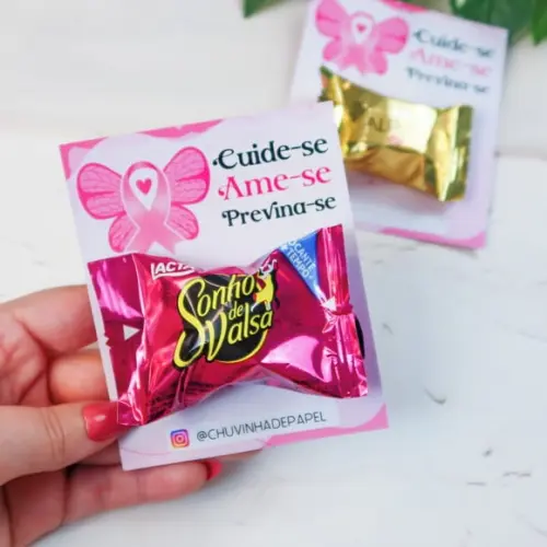 Card com Bombom- Outubro Rosa