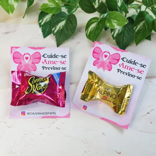 Card com Bombom- Outubro Rosa