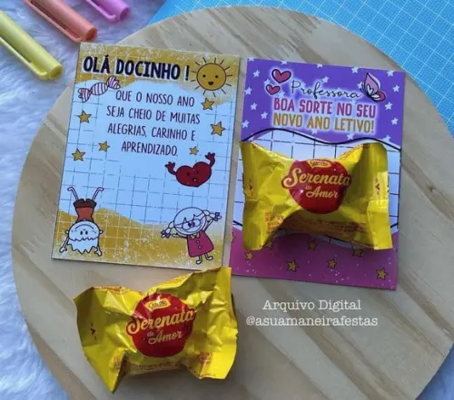 Card com Bombom- Volta as Aulas