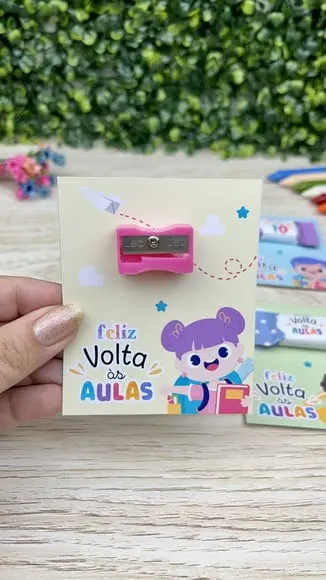 Card com Borracha ou Apontador- Volta as Aulas