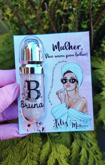Card com Brilho Labial- Dia da Mulher