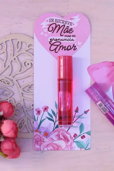 Card com Brilho Labial- Dia das Mães