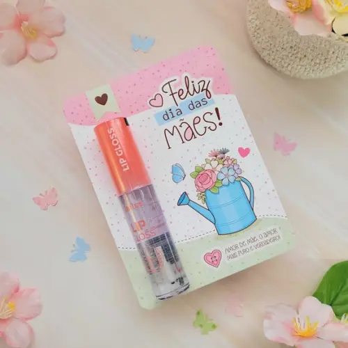 Card com Brilho Labial- Dia das Mães