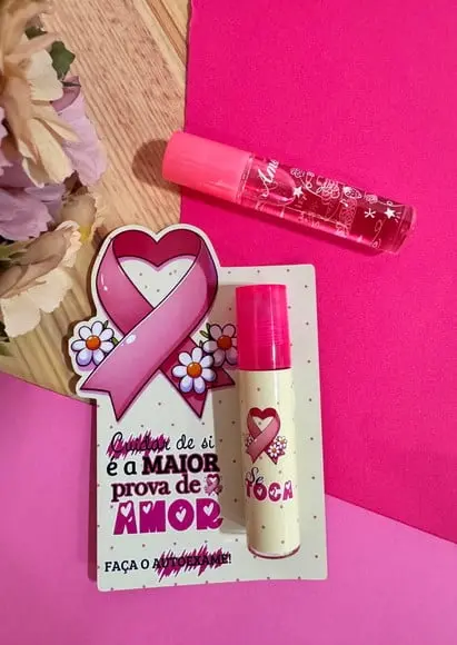 Card com Brilho Labial- Outubro Rosa
