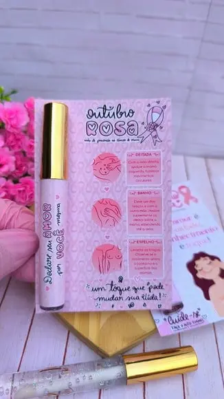 Card com Brilho Labial- Outubro Rosa
