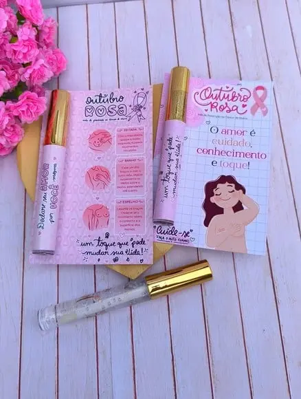 Card com Brilho Labial- Outubro Rosa