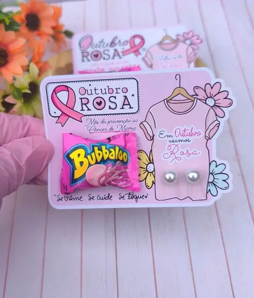 Card com Bubbaloo e Brinco- Outubro Rosa