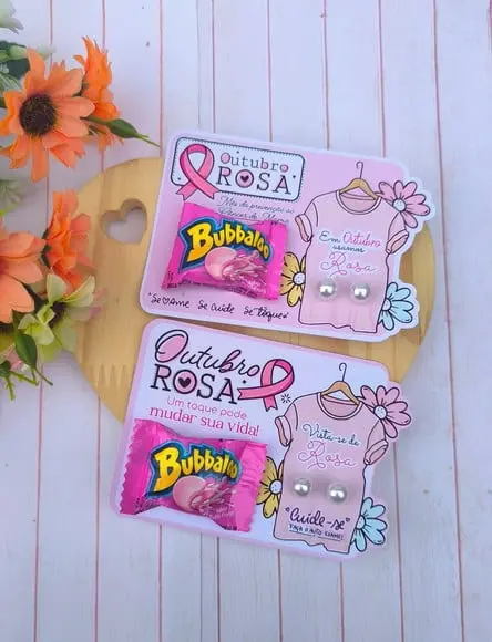 Card com Bubbaloo e Brinco- Outubro Rosa