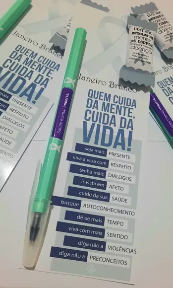 Card com Caneta e Balinha- Janeiro Branco