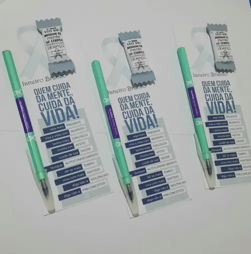 Card com Caneta e Balinha- Janeiro Branco