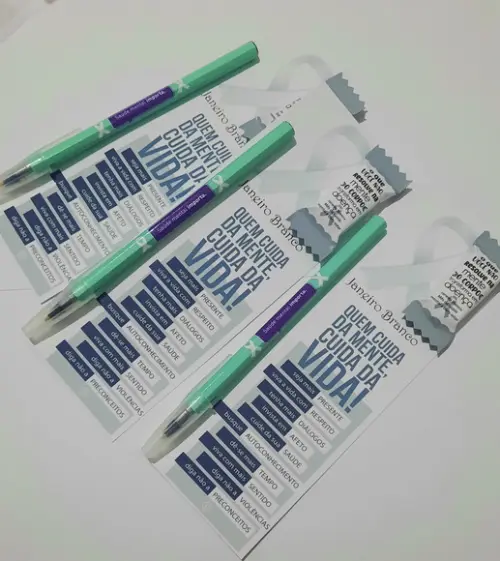 Card com Caneta e Balinha- Janeiro Branco
