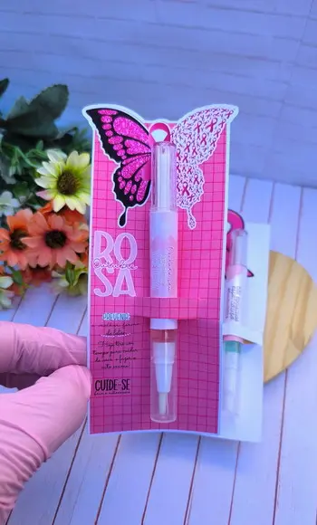 Card com Caneta Óleo Hidratante de Cutícula- Outubro Rosa