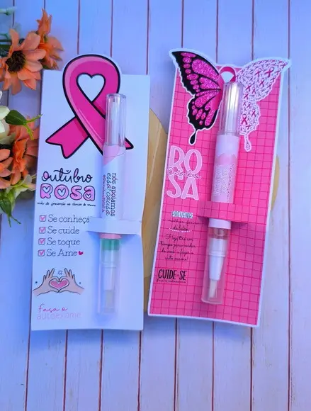 Card com Caneta Óleo Hidratante de Cutícula- Outubro Rosa