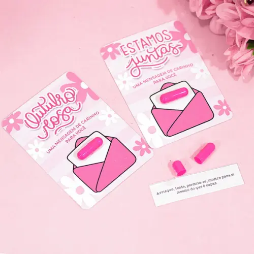 Card com Cápsula com Frase- Outubro Rosa