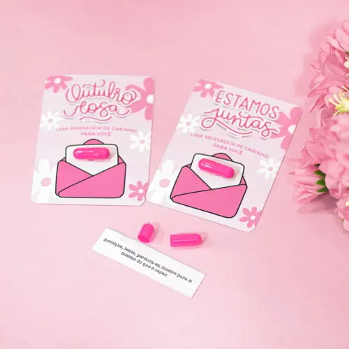 Card com Cápsula com Frase- Outubro Rosa