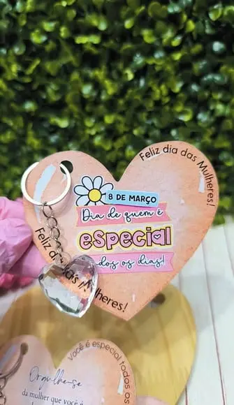 Card com Chaveirinho Coração- Dia da Mulher