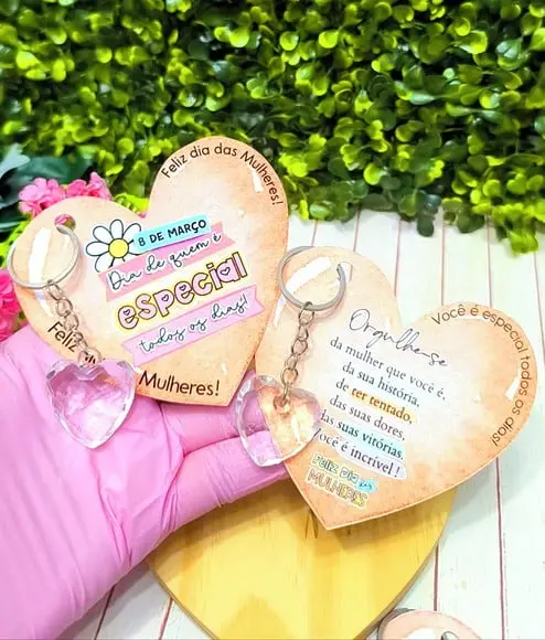 Card com Chaveirinho Coração- Dia da Mulher