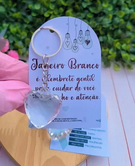Card com Chaveirinho Coração- Janeiro Branco
