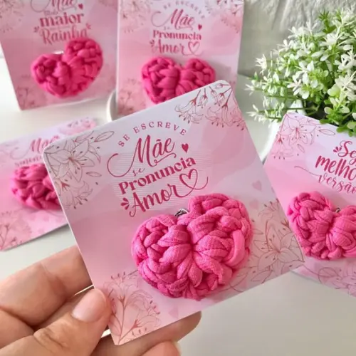 Card com Chaveirinho em Crochê- Dia das Mães