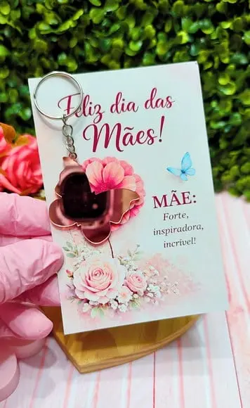 Card com Chaveirinho Espelhado- Dia das Mães