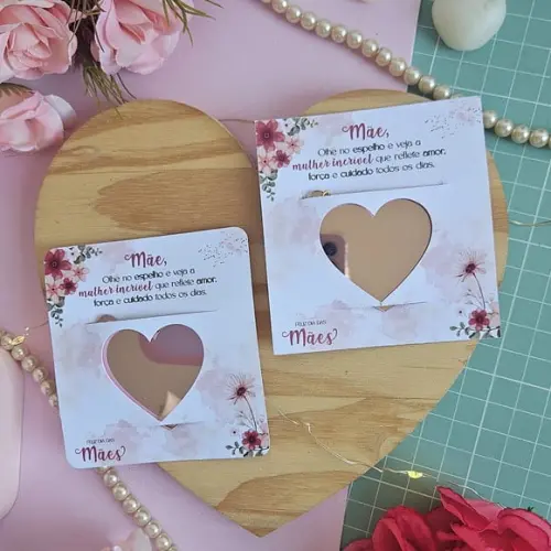 Card com Chaveirinho Espelho- Dia das Mães