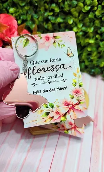 Card com Chaveirinho Espelhado- Dia das Mães