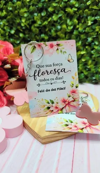 Card com Chaveirinho Espelhado- Dia das Mães
