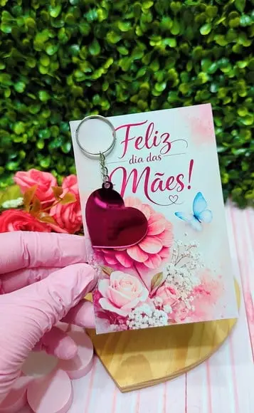Card com Chaveirinho Espelhado- Dia das Mães