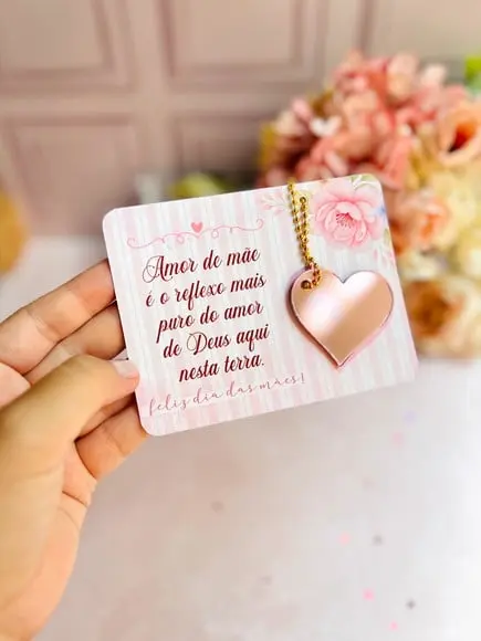 Card com Chaveirinho Espelho- Dia das Mães