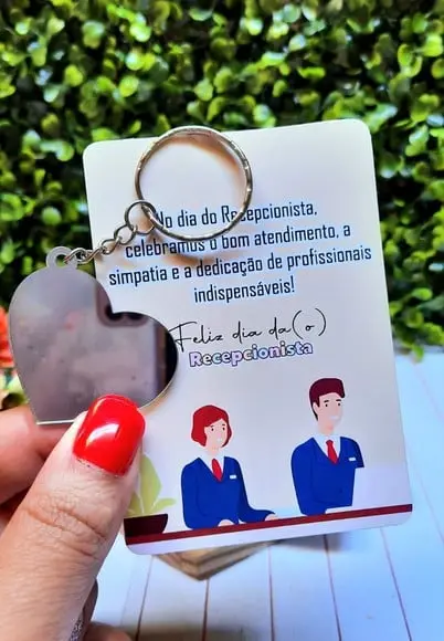 Card com Chaveirinho Espelho- Recepcionista