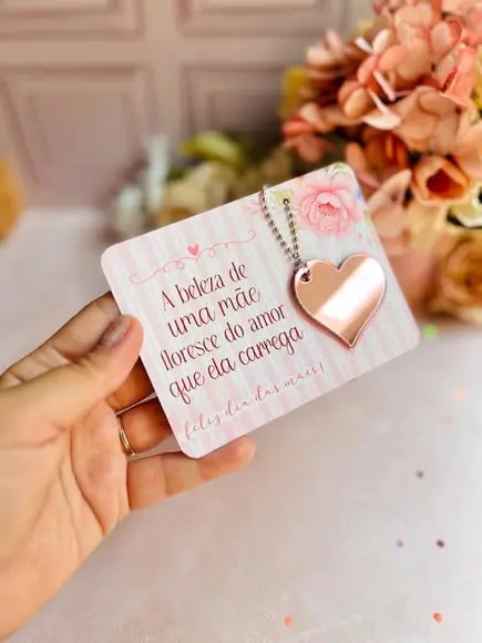 Card com Chaveirinho Espelho- Dia das Mães