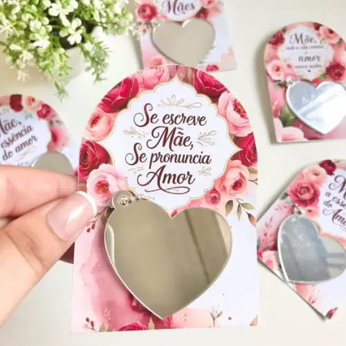 Card com Chaveirinho Espelho- Dia das Mães