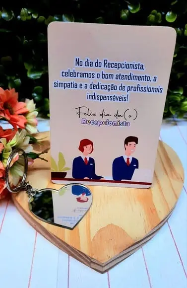 Card com Chaveirinho Espelho- Recepcionista
