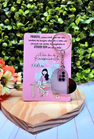 Card com Chaveirinho Espelho- Recepcionista