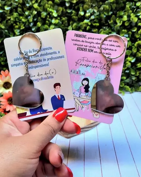Card com Chaveirinho Espelho- Recepcionista