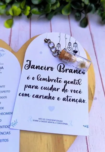 Card com Chaveirinho Florzinha- Janeiro Branco