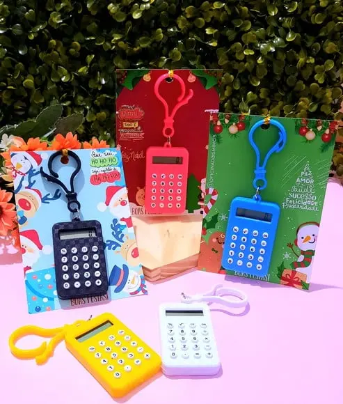 Card com Chaveirinho Mini Calculadora- Natal