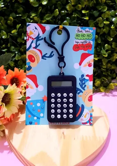 Card com Chaveirinho Mini Calculadora- Natal