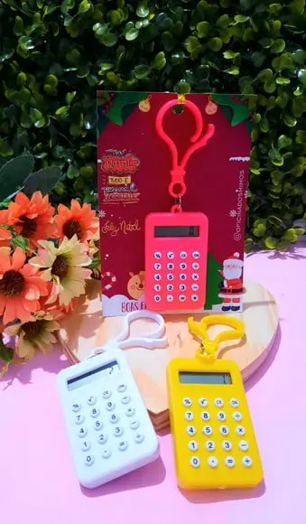 Card com Chaveirinho Mini Calculadora- Natal