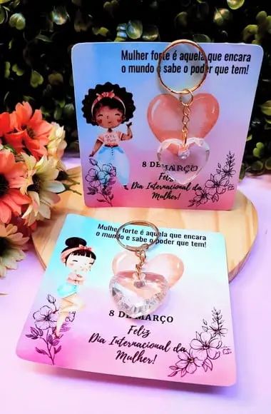 Card com Chaveirinho- Dia da Mulher