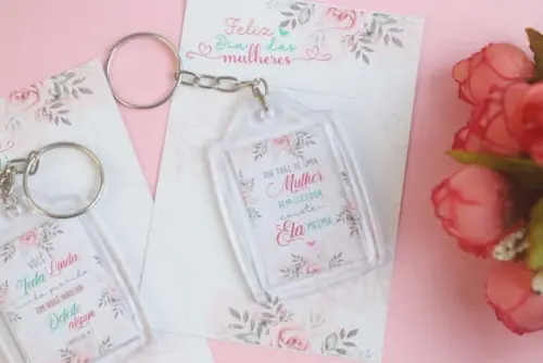 Card com Chaveirinho- Dia das Mulheres