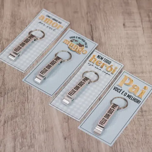 Card com Chaveiro Abridor de Garrafa- Dia dos Pais