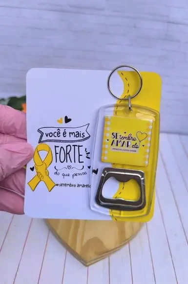 Card com Chaveiro Abridor de Garrafa- Setembro Amarelo