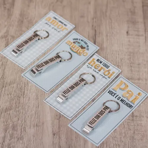 Card com Chaveiro Abridor de Garrafa- Dia dos Pais