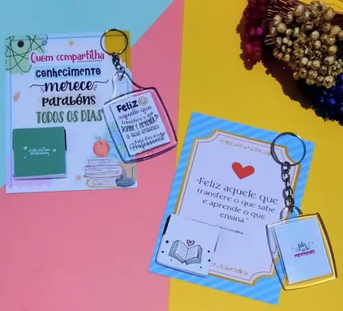 Card com Chaveiro e Chocolate Cacau Show 5g- Professores
