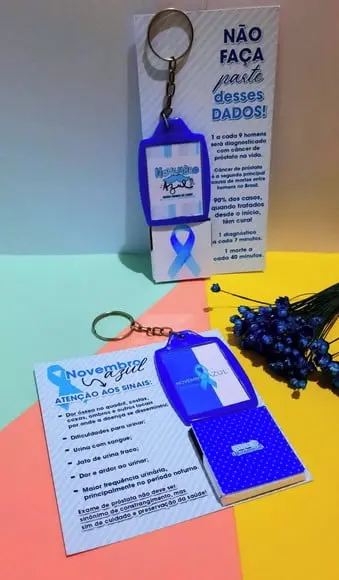 Card com Chaveiro e Chocolate Cacau Show 5g- Novembro Azul